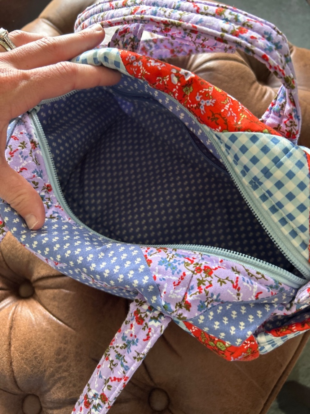 Vera Bradley Original 100 Handbag Flying Geese Patchwork - Picture 3 of 4